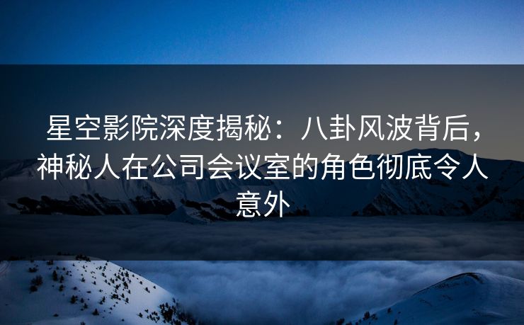 星空影院深度揭秘:八卦风波背后,神秘人在公司会议室的角色彻底令人意外